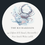 Muted Underwater Crab Coral Nautical Address Label<br><div class="desc">If you need any further customisation please feel free to message me on yellowfebstudio@gmail.com.</div>