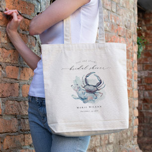 Muted Underwater Crab Coral Nautical Bridal Shower Tote Bag