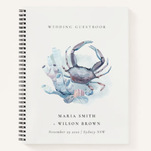Muted Underwater Crab Coral Nautical Wedding Notebook