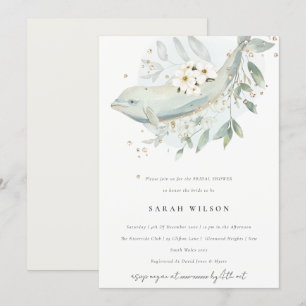 Muted Underwater Floral Fish Bridal Shower Invite