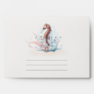 Muted Underwater Seahorse Seaweed Coral  Address Envelope