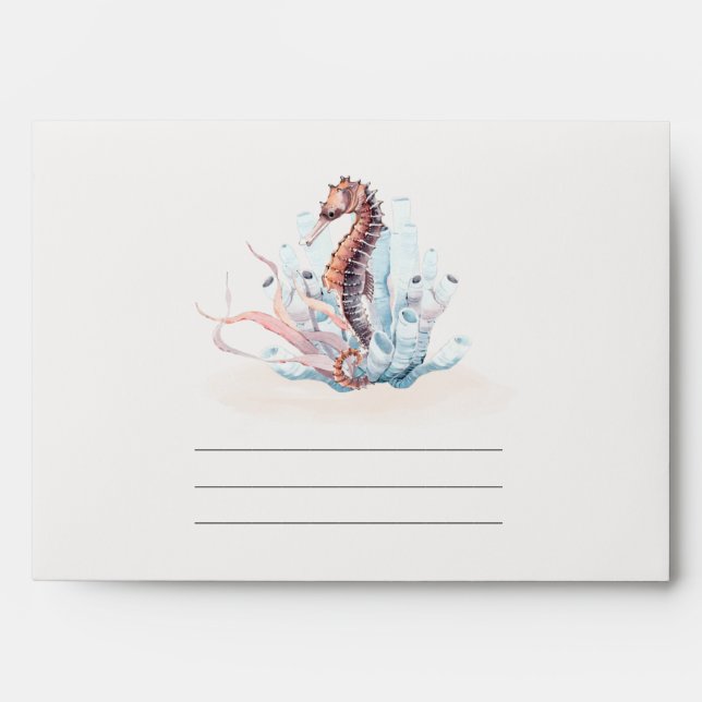 Muted Underwater Seahorse Seaweed Coral  Address Envelope (Front)