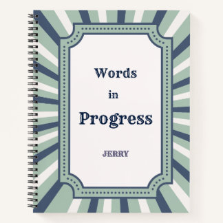 Muted Vintage Circus Stripes in Sage Blue & Cream Notebook