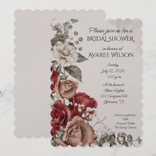 Muted Watercolor Brown and Red Roses