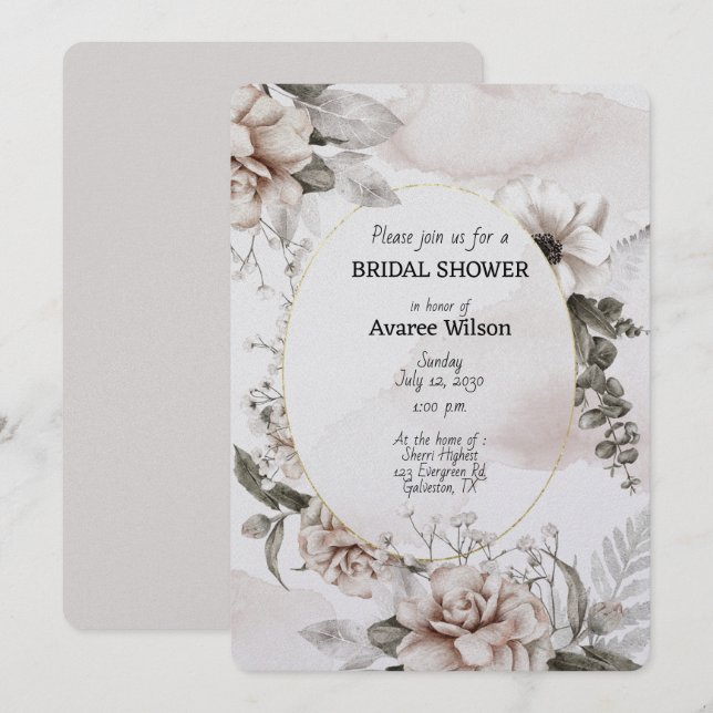 Muted Watercolor Brown and Red Roses (Front/Back)