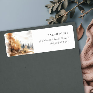 Muted Watercolor Fall Autumn Landscape Address