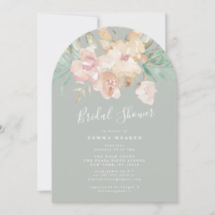 Muted Watercolor Florals Arch Bridal Shower Invitation