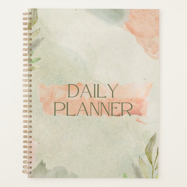 Muted Watercolor Texture & Minimalist Botanical  Planner (Front)