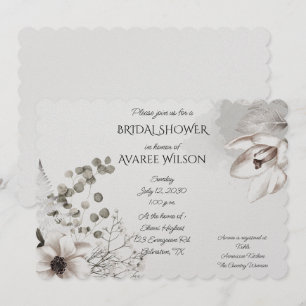 Muted Watercolor White and Grey Flowers
