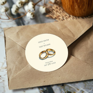 Muted wedding rings wedding classic round sticker