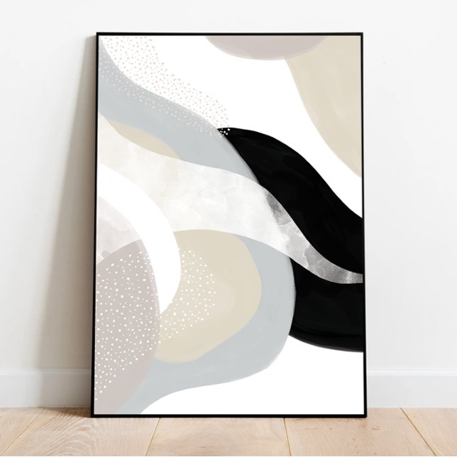 Muted White and Grey Modern Art, Chic Cream Colour Poster (Creator Uploaded)