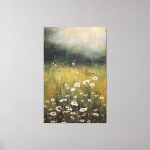 Muted Wildflower Meadow: Abstract Oil Painting Canvas Print