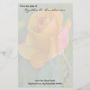 Muted Yellow Rose Personalised Stationery