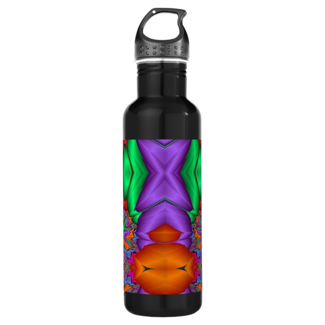 Muticolored fractal pattern 710 ml water bottle (Front)