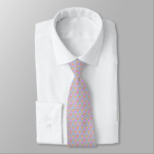 Muticolored Polka Dots on Silver Tie