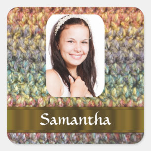 Muticolored wool photo template square sticker