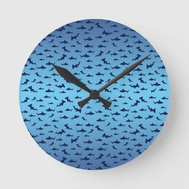 Mutilple Hammer Head Sharks Round Clock (Front)