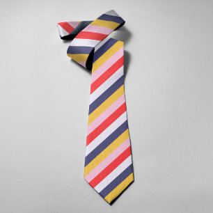 Mutiple Color Stripes Retro 70s 80s Tie