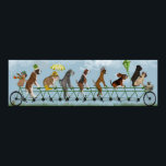 Mutley Crew on Tandem Poster<br><div class="desc">This print features a group of dogs riding a bicycle built for nine | By Fab Funky. Image ID: 129911Z</div>