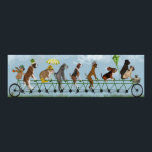 Mutley Crew on Tandem Poster<br><div class="desc">This print features a group of dogs riding a bicycle built for nine | By Fab Funky. Image ID: 129911Z</div>