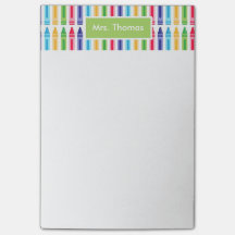 Mutli Coloured Crayons Personalised Post-It Notes