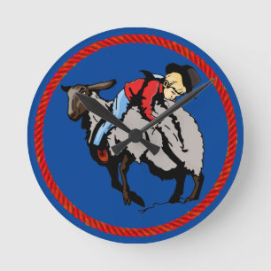 Mutton Busting Backward Cowboy Round Clock