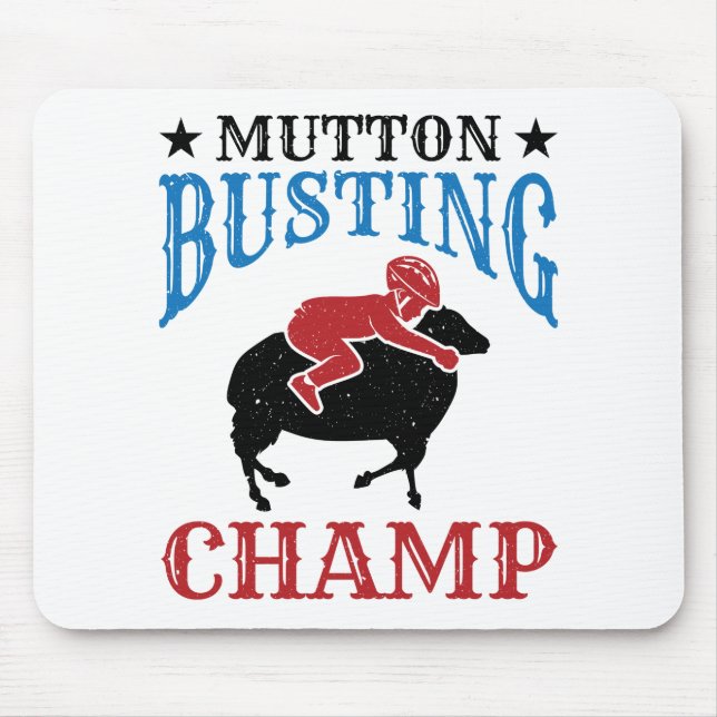 Mutton Busting Champ Sheep Riding Mouse Mat (Front)