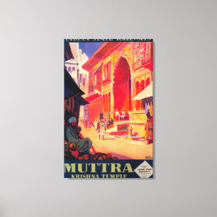 Muttra Krishna Temple Travel Poster Canvas Print