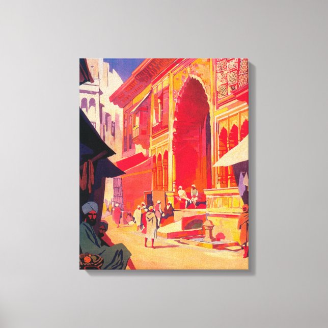 Muttra Krishna Temple Travel Poster Canvas Print (Front)