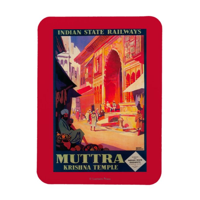 Muttra Krishna Temple Travel Poster Magnet (Vertical)