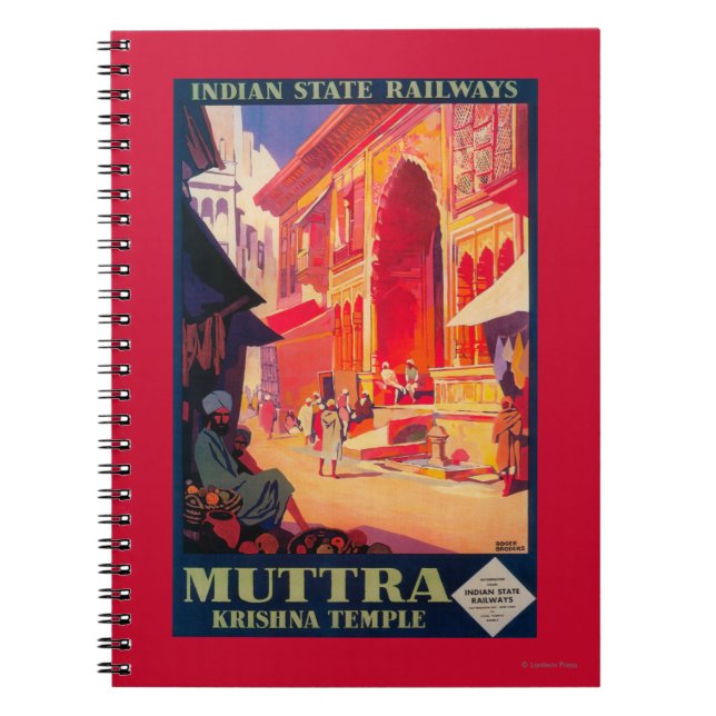 Muttra Krishna Temple Travel Poster Notebook (Front)
