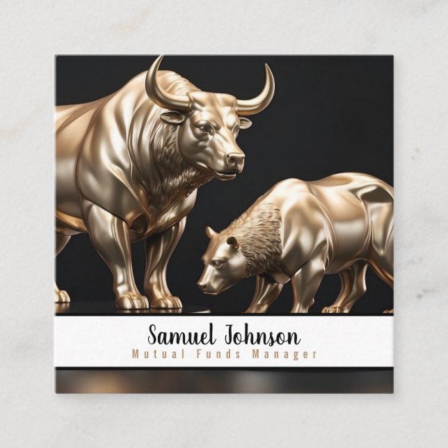 Mutual Funds Manager Stock Broker Square Business Card (Front)