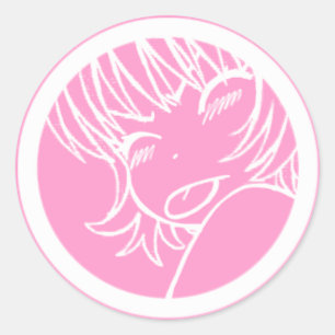 muuhh - cute anime - kawaii >_< pink classic round sticker