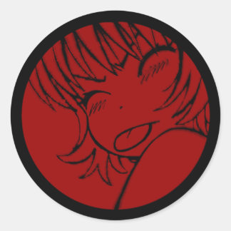 muuhh - cute anime - kawaii >_< red classic round sticker