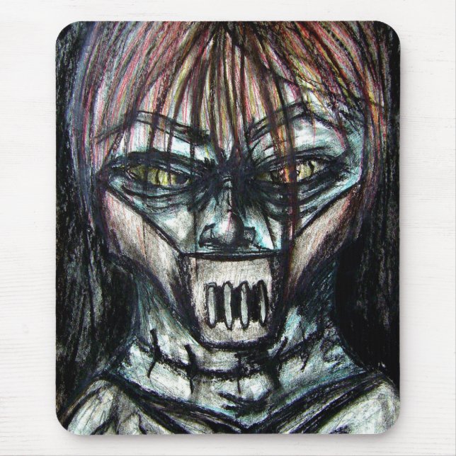 Muzzled Patient in Straitjacket Charcoal Art Mouse Mat (Front)
