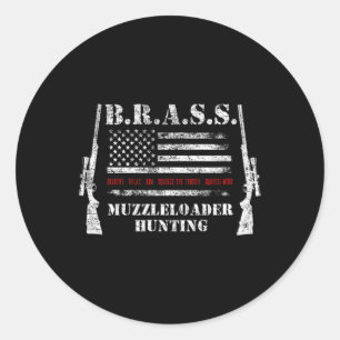 Muzzleloader Accessories Rifles Usa Flag Deer Fire Classic Round Sticker
