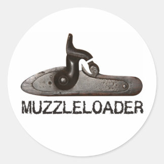 Muzzleloader breech & hammer, black powder rifle classic round sticker