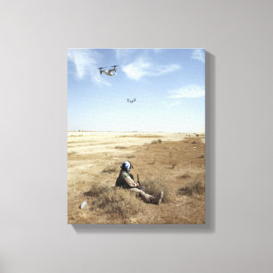 MV-22B Ospreys fly over US Navy Hospital Corpsm Canvas Print