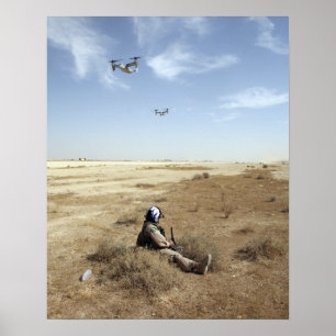 MV-22B Ospreys fly over US Navy Hospital Corpsm Poster