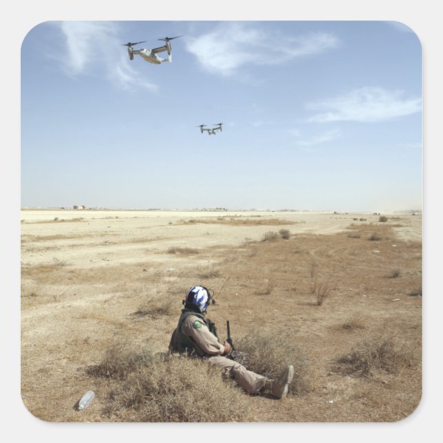 MV-22B Ospreys fly over US Navy Hospital Corpsm Square Sticker (Front)