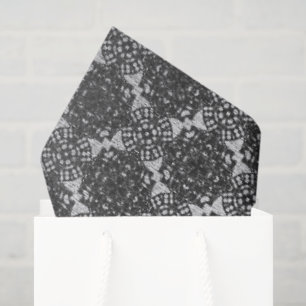MVB Black Faux Lace Gray Tissue Paper