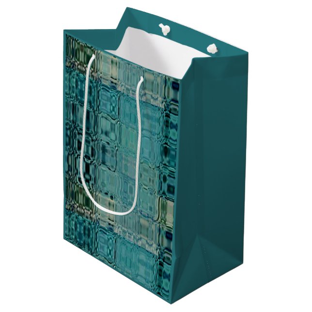 MVB Blue Teal- FauxGlass -Wrapping Paper Medium Gift Bag (Front Angled)