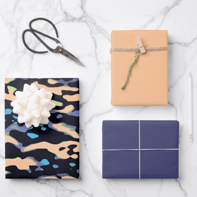 MVB Cameo Masculine Blue 2 Design Wrapping Paper Sheet (Front)