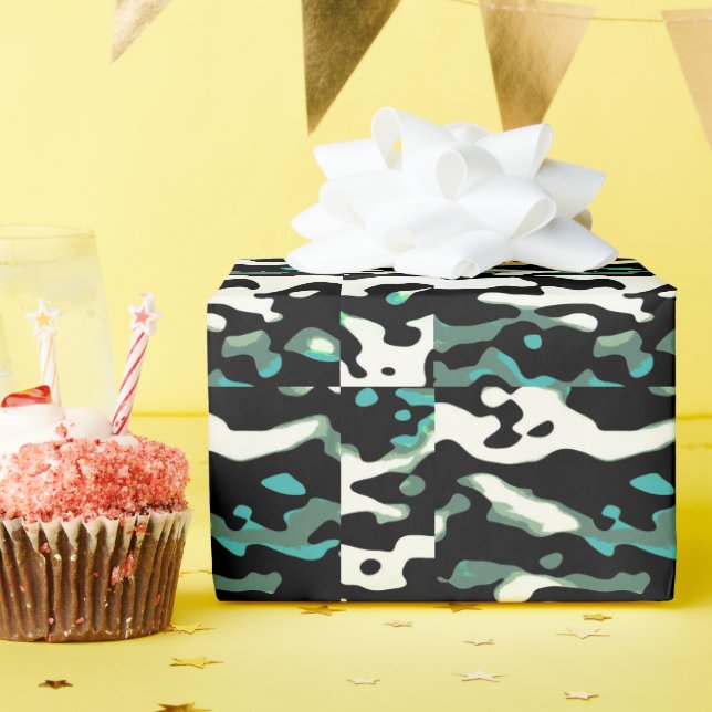 MVB Cameo Masculine Green 2 Design Wrapping Paper (Birthday Party)