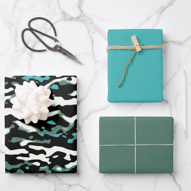 MVB Cameo Masculine Green 2 Design Wrapping Paper Sheet (Front)