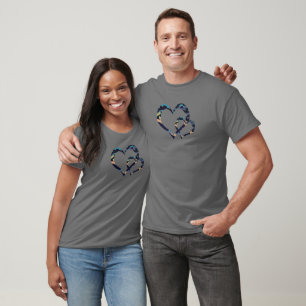 MVB Double Trendy Blue Camo Heart Design T-Shirt
