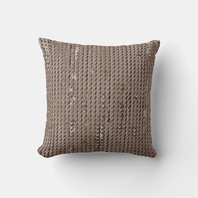 MVB Faux Burlap Throw Pillow-Torn Design/Taupe Cushion (Front)