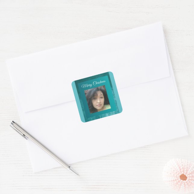 MVB Faux Velvet Teal Customisable Design Square Sticker (Envelope)