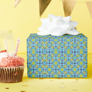 MVB Geo Sky Blue with a touch of yellow Design Wrapping Paper