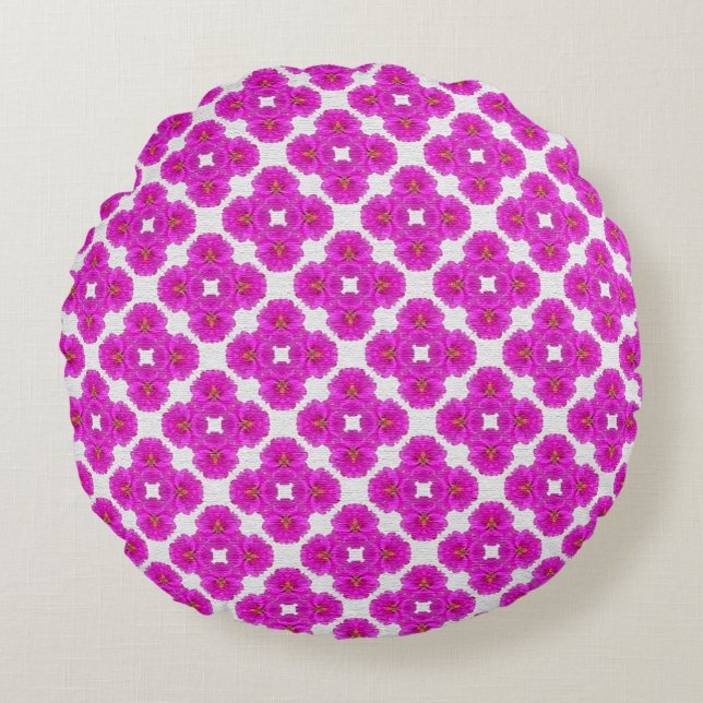 MVB Retro Mexican Moss Flower Pink Round Cushion (Front)